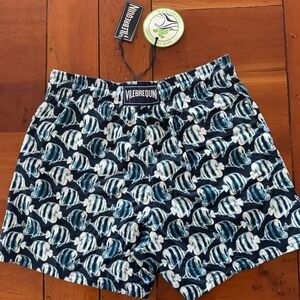 Vilebrequin Men’s Bleu Marine Moorise Fish Print Swim Trunks- NWT $310 Size M